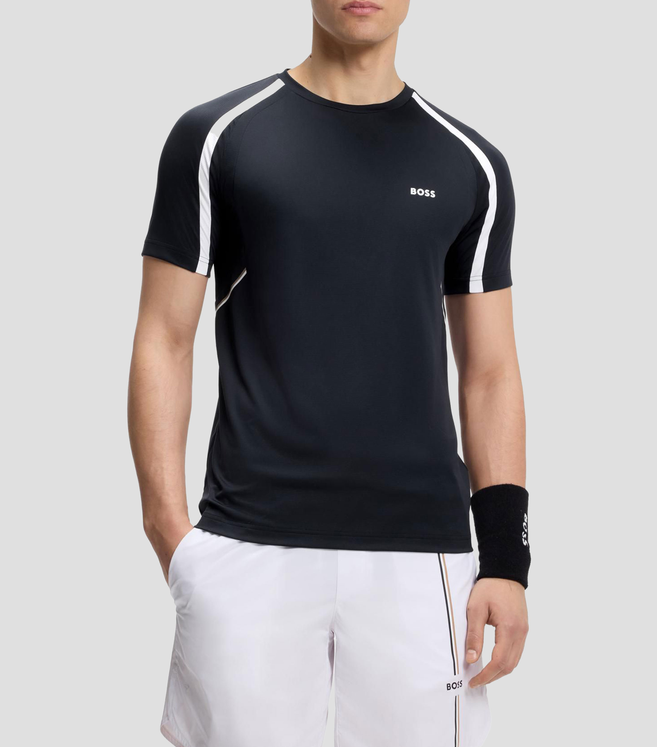 Playera Active slim en tejido elástico con detalles a contraste Hombre